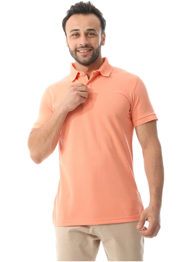 Pique Pattern Polo Shirt_Salmon Pink