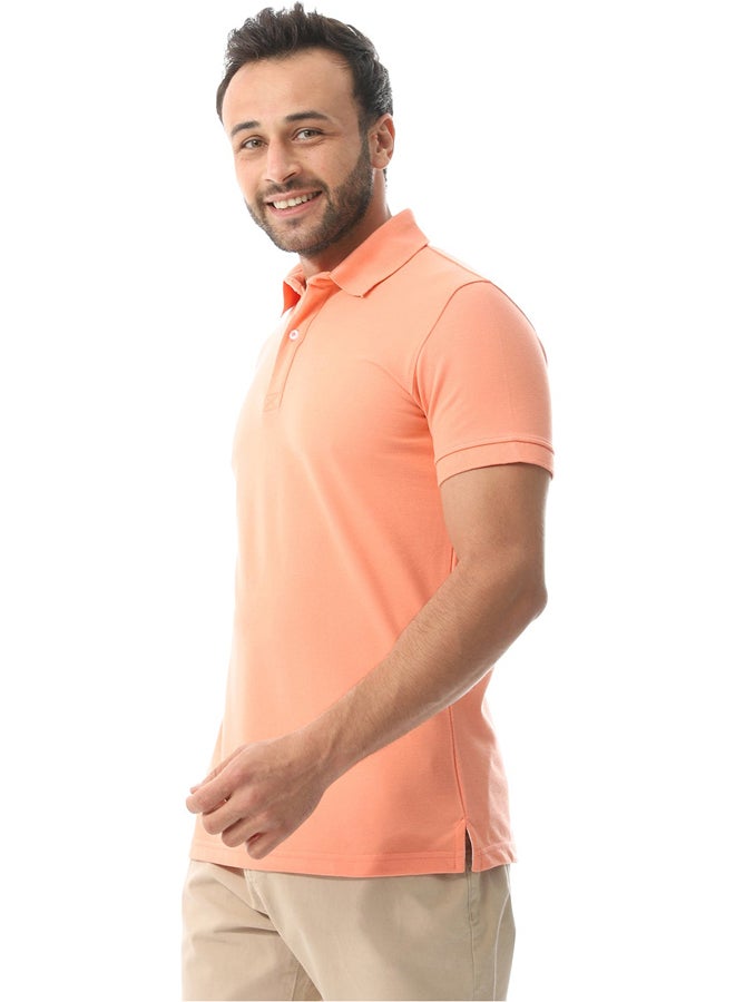 Pique Pattern Polo Shirt_Salmon Pink