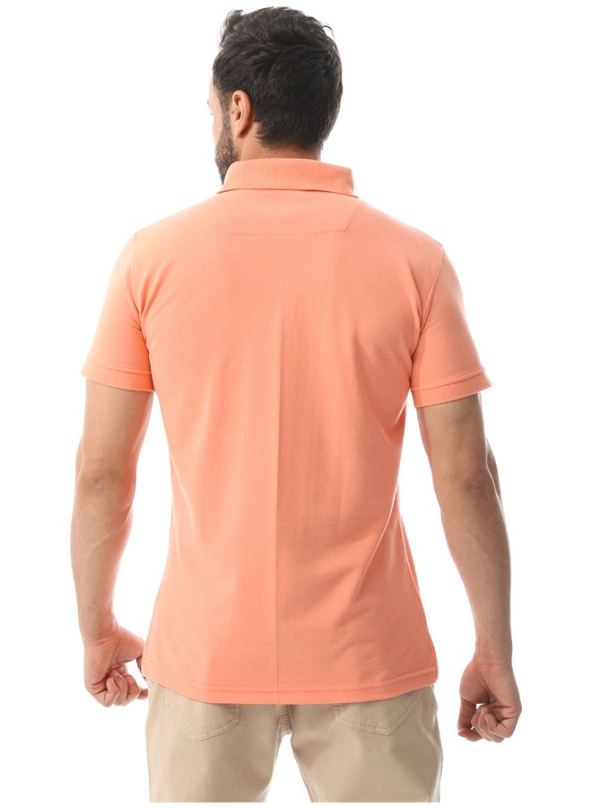 Pique Pattern Polo Shirt_Salmon Pink