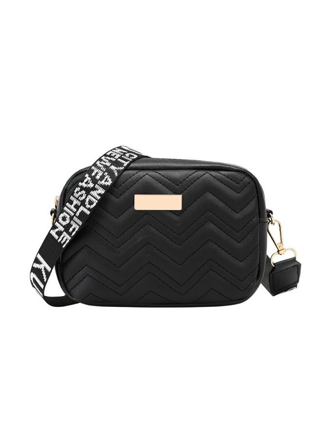 Women's Versatile Plaid Shoulder Bag, Ladies PU Leather Crossbody Bag Sling Bag Side Bag Carry Bag, Portable Solid Color Handbag Satchel Bag Phone Bag Beach Bag for Girls/College Students (Black)  - Image 1