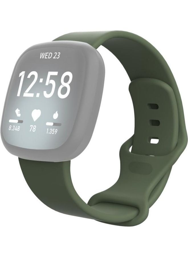 NIBEMINENT Silicone Replacement Strap Watchband For Fitbit Versa 3/Sense Size: L Dark Green - Image 1