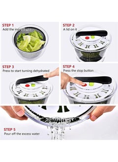 Arabest Salad Spinner, Multifunction Manual Salad Spinner, Lettuce Dryer and Vegetable Washer, BPA Free, Draining Lettce and Vegetable with Ease, For Salad Greens, Lettuce, Fruits and Vegetables/5L  - Image 5