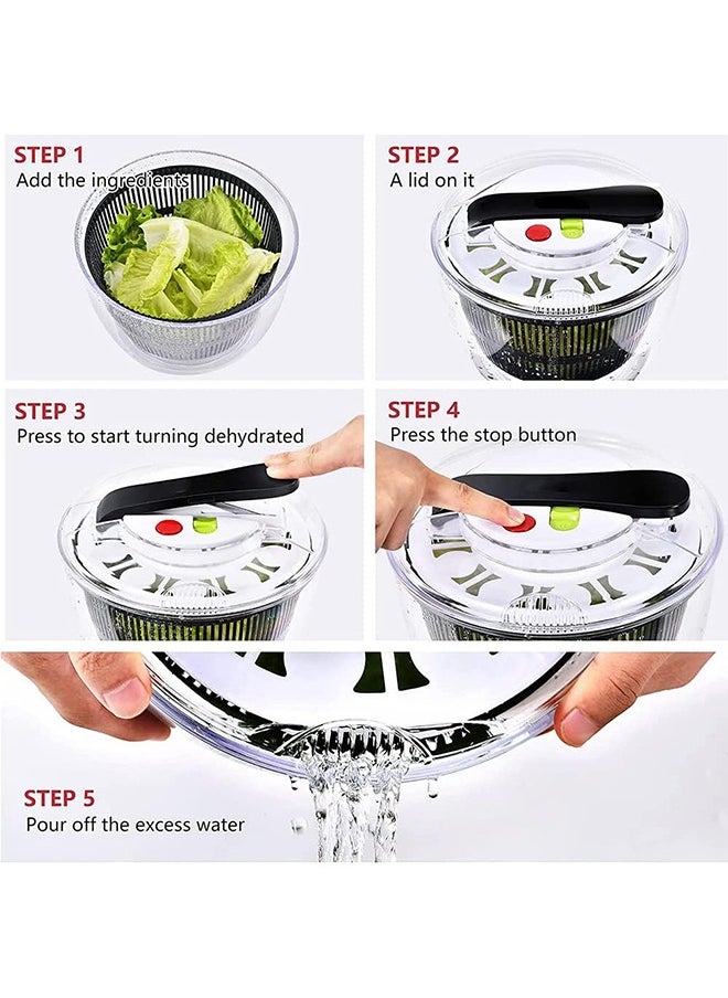 Arabest Salad Spinner, Multifunction Manual Salad Spinner, Lettuce Dryer and Vegetable Washer, BPA Free, Draining Lettce and Vegetable with Ease, For Salad Greens, Lettuce, Fruits and Vegetables/5L  - Image 5