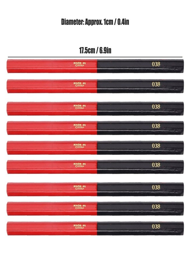 Naroote Construction Pencils, 10pcs Hard Carpenter Pencils Red Blue 2 Core Hex 2 Head Diy Woodworking Mark Pen for Wood Working Tools Marking & Concrete Marking - Image 5