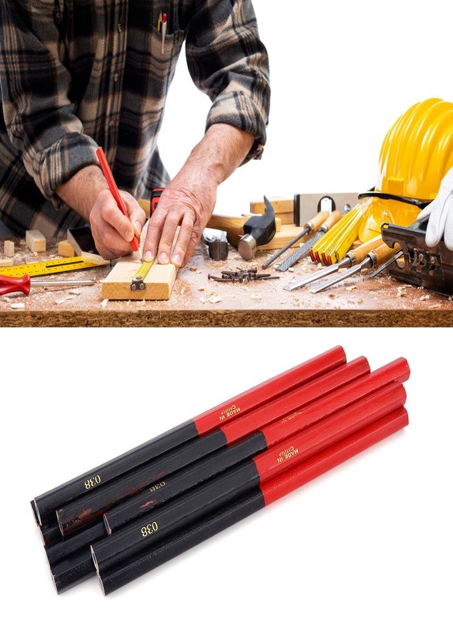 Naroote Construction Pencils, 10pcs Hard Carpenter Pencils Red Blue 2 Core Hex 2 Head Diy Woodworking Mark Pen for Wood Working Tools Marking & Concrete Marking - Image 2