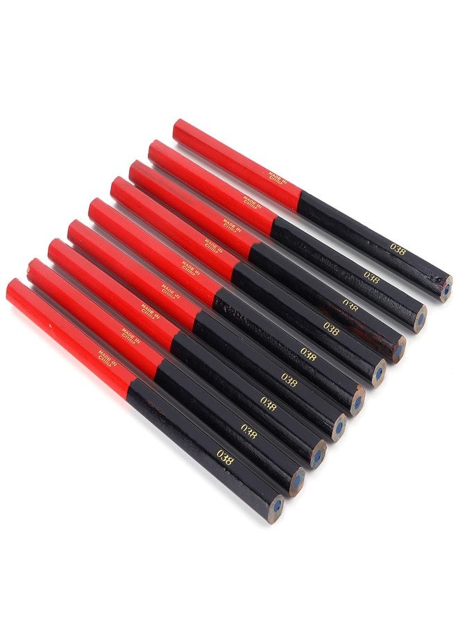Naroote Construction Pencils, 10pcs Hard Carpenter Pencils Red Blue 2 Core Hex 2 Head Diy Woodworking Mark Pen for Wood Working Tools Marking & Concrete Marking - Image 1