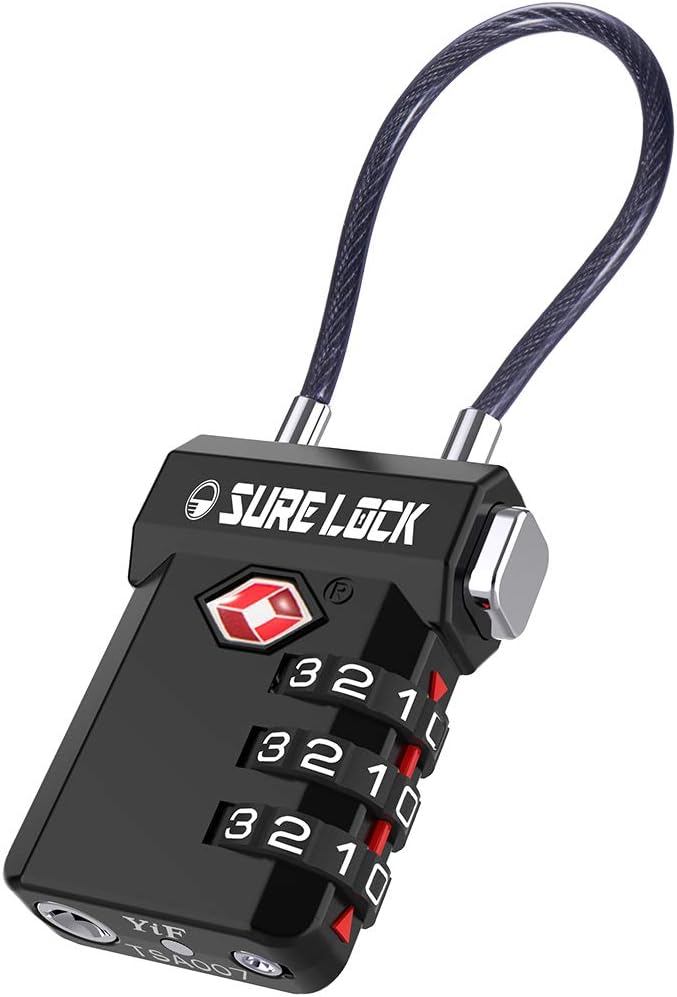 SURE LOCK TSA Approved 3-Digit Combination Luggage Locks – Open Alert Indicator, Re-settable Code with Zinc Alloy Body, Easy-Read Dials for Suitcase, Backpack, Gym Locker & Toolbox (Multiple Colors) - Image 1