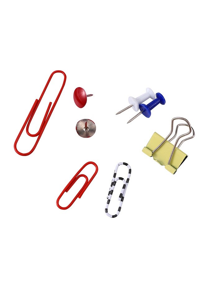 LAWAZIM - Office Pins and Paper Clips Set - Durable Complete Desk Organization Kit with Standard and Binder Clips Thumb Tacks and Push Pins - Colorful Assortment for Home Office and School Classroom Use - Image 1