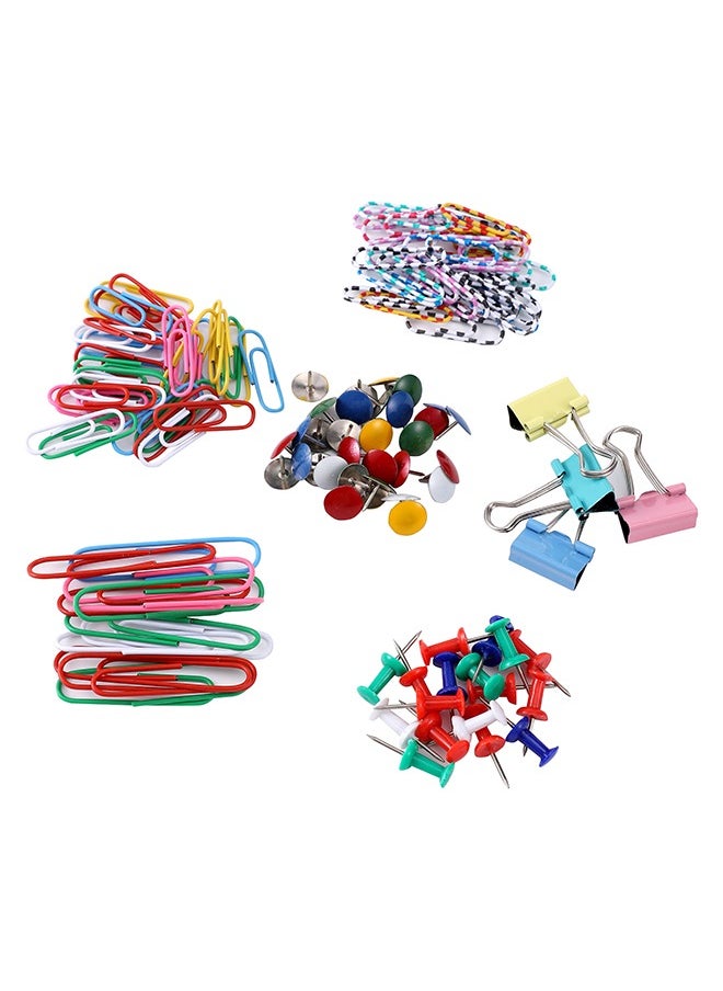 LAWAZIM - Office Pins and Paper Clips Set - Durable Complete Desk Organization Kit with Standard and Binder Clips Thumb Tacks and Push Pins - Colorful Assortment for Home Office and School Classroom Use - Image 1
