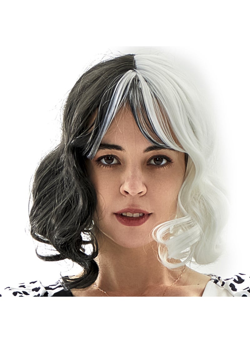 Generic Cruella Dalmatian Cape Scarf Witch Cloak Wig Long necklace  - Image 3
