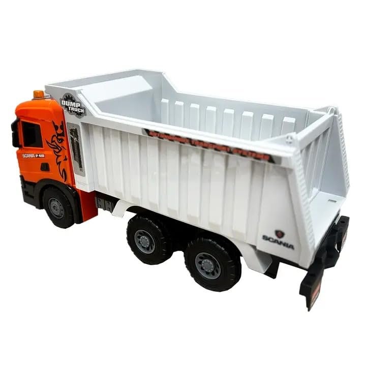 The Toys Home شاحنة تفريغ لعبة سكانيا P410 مرخصة - 18.7" مركبة بناء تعمل بالاحتكاك مع سرير مائل وكابينة قابلة للرفع - لعبة هندسية متينة للأطفال والرضع من عمر 3 سنوات وما فوق - Image 1