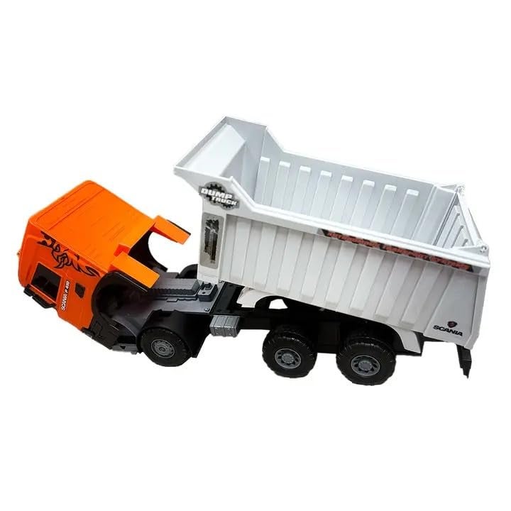 The Toys Home شاحنة تفريغ لعبة سكانيا P410 مرخصة - 18.7" مركبة بناء تعمل بالاحتكاك مع سرير مائل وكابينة قابلة للرفع - لعبة هندسية متينة للأطفال والرضع من عمر 3 سنوات وما فوق - Image 3