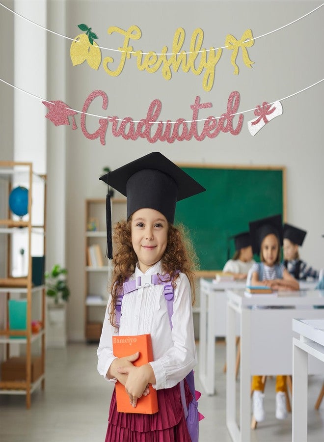 Ramciyo Freshly Graduated Banner - 2026 Graduation Party Decorations, Citrus Congrats Grad Decor 2026, Lemon Graduation Party Sign - Image 4