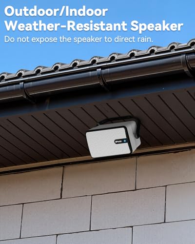 Plyee Audio 250W Outdoor Bluetooth Speakers, Wireless Sync Between Speakers, Powerful Bass, Wall Mount for Patio, Porch, Gazebo, Garage, 2-Pack, White(MZ-632) - Image 5