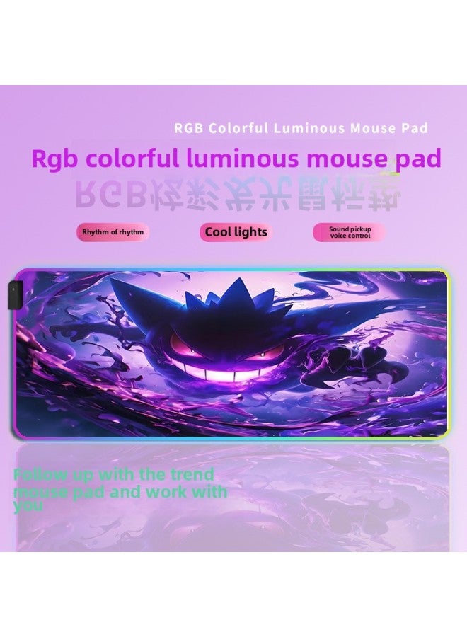 Mouse Pad Geng Ghost Luminous Animation Table Pad E-sports Super Large Game Keyboard Pad Internet Cafe Universal Desk Pad-Color:400*900*3mm-Pattern:Gengar-9 Glow  - Image 2