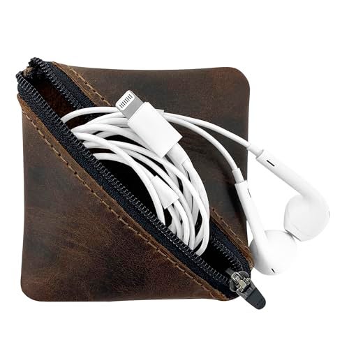 Hide & Drink, Slash Zippered Pouch, Change Holder and Storage for Pocket and Purse Organization with Zipper, Full Grain Leather, Handmade, Bourbon Brown - Image 2