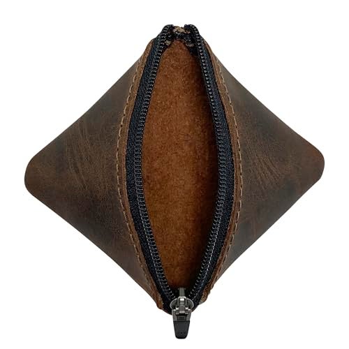 Hide & Drink, Slash Zippered Pouch, Change Holder and Storage for Pocket and Purse Organization with Zipper, Full Grain Leather, Handmade, Bourbon Brown - Image 4