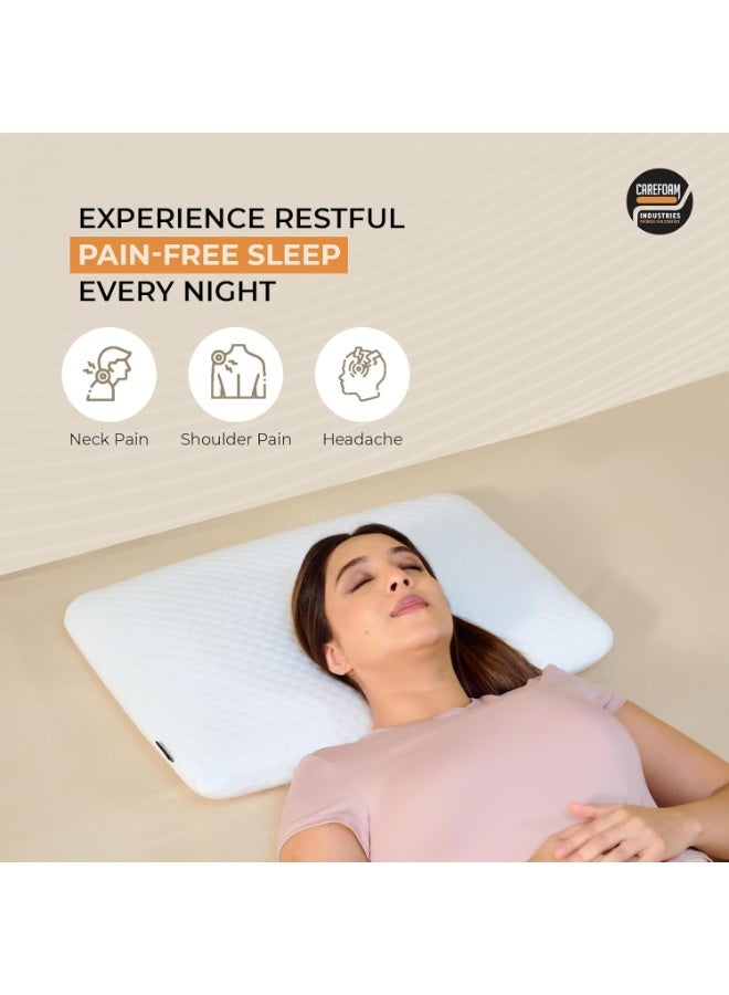 CareFoam وسادة فوم ميموري أورثوبيديك للعناية لتخفيف آلام الرقبة والكتف، فوم ميموري عالي الكثافة مع غطاء جاكار أبيض 24 x 16 x 4 بوصة، عبوة من 1 - Image 2