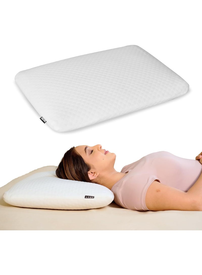 CareFoam وسادة فوم ميموري أورثوبيديك للعناية لتخفيف آلام الرقبة والكتف، فوم ميموري عالي الكثافة مع غطاء جاكار أبيض 24 x 16 x 4 بوصة، عبوة من 1 - Image 5