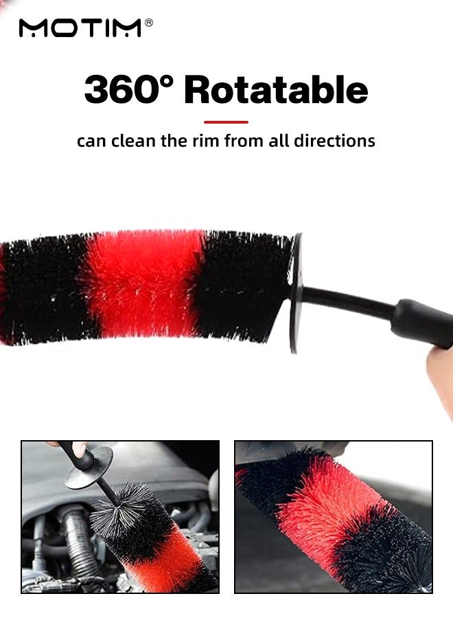 موتيم 11 قطعة من أدوات تنظيف السيارات لغسل العجلات والتفاصيل، مجموعة متعددة الأغراض لغسل السيارات، بما في ذلك مجموعة فرش تنظيف السيارات، فرشاة الإطارات، فرشاة الحافات ذات المقبض الطويل، منشفة تنظيف السيارات، مجموعة أدوات تنظيف السيارات لتنظيف السيارة من الداخل والخارج - Image 3