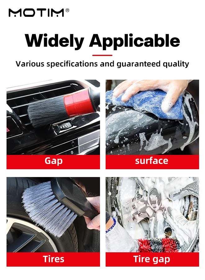 موتيم 11 قطعة من أدوات تنظيف السيارات لغسل العجلات والتفاصيل، مجموعة متعددة الأغراض لغسل السيارات، بما في ذلك مجموعة فرش تنظيف السيارات، فرشاة الإطارات، فرشاة الحافات ذات المقبض الطويل، منشفة تنظيف السيارات، مجموعة أدوات تنظيف السيارات لتنظيف السيارة من الداخل والخارج - Image 2
