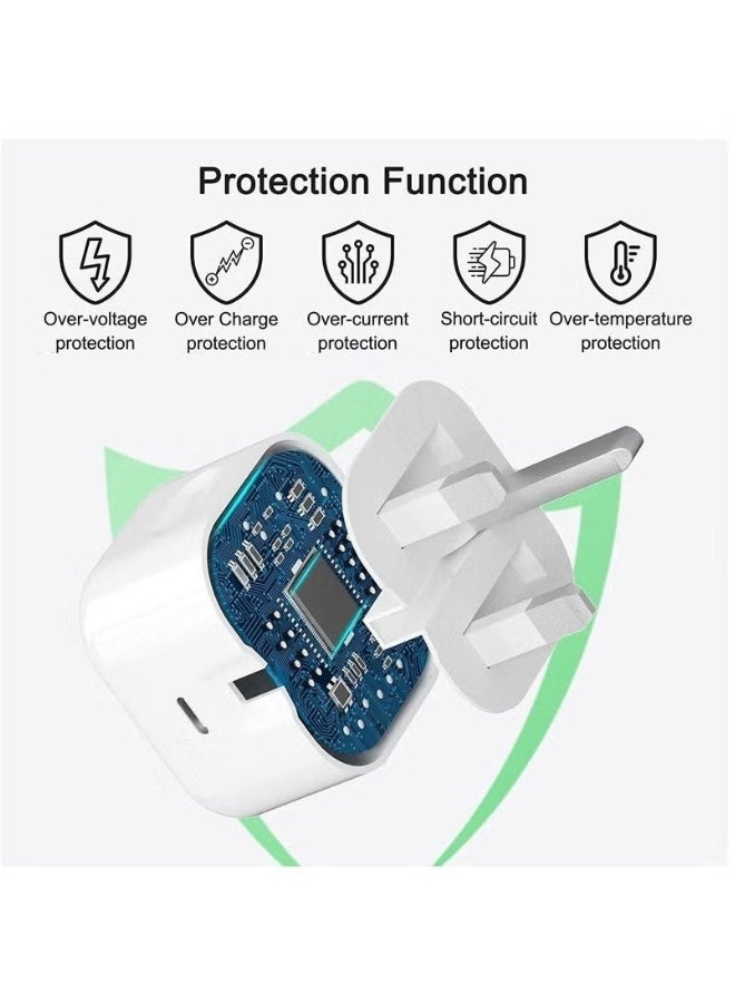 Golau iPhone 20W Fast Charger | USB C Wall Fast Charger with 1m USB C to Lightning Cable Compatible with iPhone 14/14 Pro/14 Pro Max/13/12/SE2020/11/XR/XS Max/X/iPad - Image 4