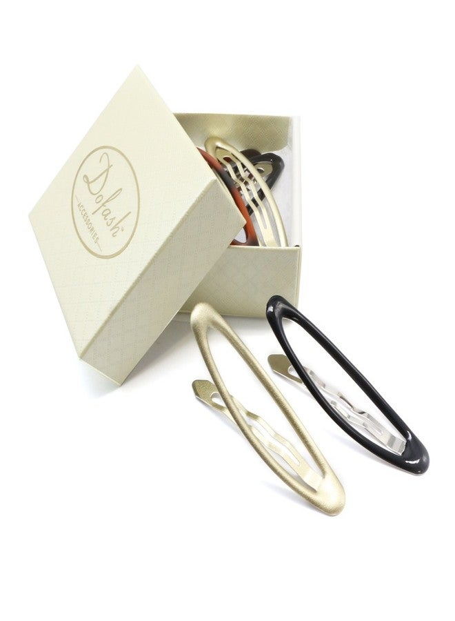 دوفاش مجموعة دوفاش من 6 قطع من مشابك الشعر المعدنية على شكل بيضاوي (بتأثير ثلاثي الأبعاد) مصنوعة من الإيبوكسي، بطول 8 سم/3.15 بوصة، إكسسوارات شعر للبنات، بثلاثة ألوان مختلطة (أسود/أشقر/بني محمر). - Image 3