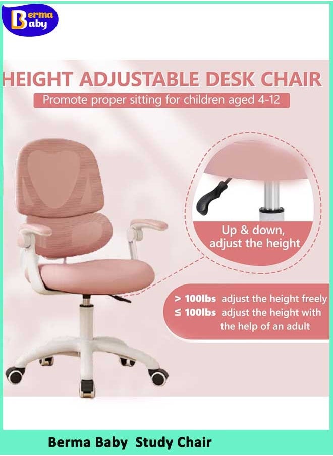 Kids Ergonomic Study Chair Kids' Armchairs, Computer Desk Chair, Swivel Task Office Chair Home Children Study Chair with Adjustable Height & Lumbar Support Footrest Gravity Self-locking Wheel Pink - pzsku/Z241B74EEBC647CC91D6BZ/45/_/1719461435/5698e46c-a95d-4e5c-bef0-b8ba7f6ce004