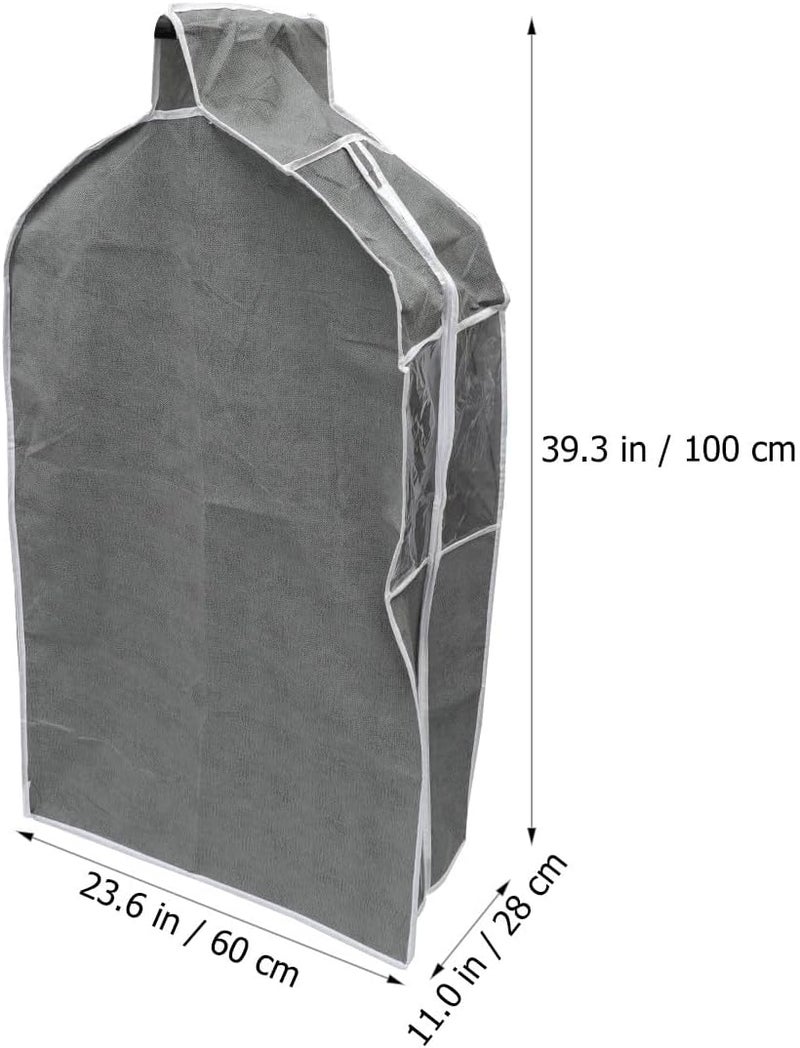 Hanging Clothes Bag Dustproof Garment Cover for Wardrobe, Thickened Linen-like Grey Fabric, Medium 100x60x28cm, Clothes Protector for Suit and Coat Storage at Home - Image 1