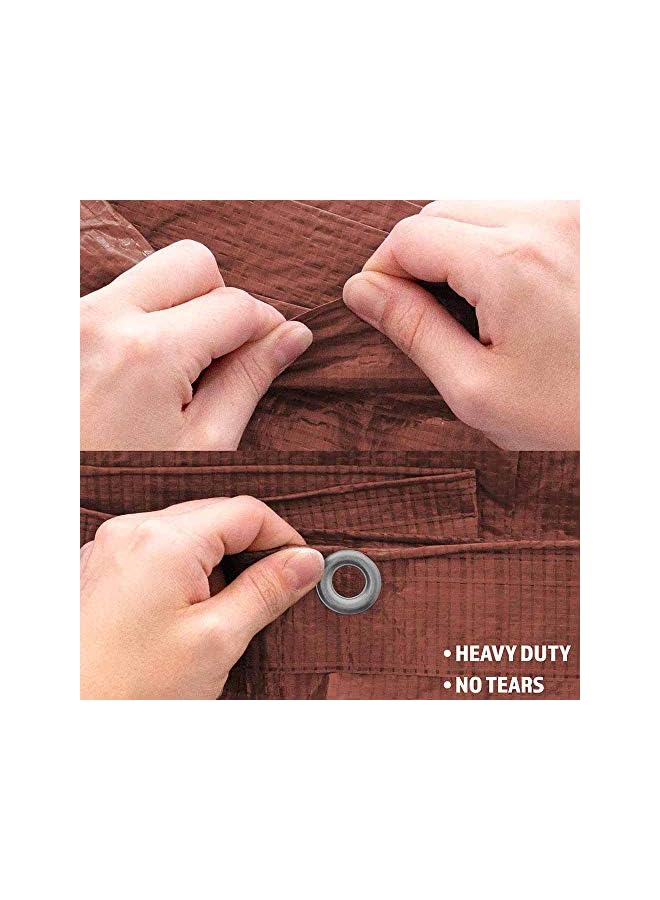 PROMASS Feet x 10 Feet) Waterproof Lightweight Brown Multipurpose Poly Tarp - Woven Polyethylene  - Image 2