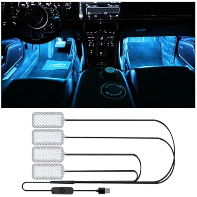 Khazna Car Interior Led Waterproof Led Strip For Car Interior Usb Powered Ambient Footwell Lights Customizable Ice Blue Easy Installation Universal For Cars Atvs Rvs Blue 5V - Image 1