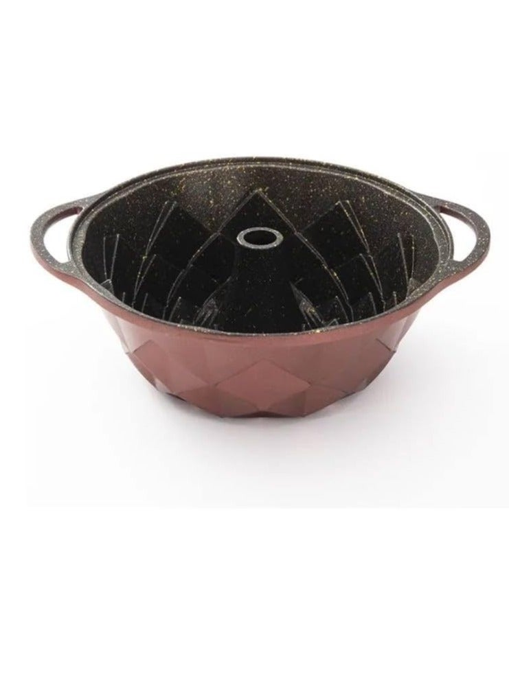 Round Cake Pan Aluminum Inside and Titanium Coated Outside Best for Baking with Heat Resistant Handles S (Burgundy)  - Image 1