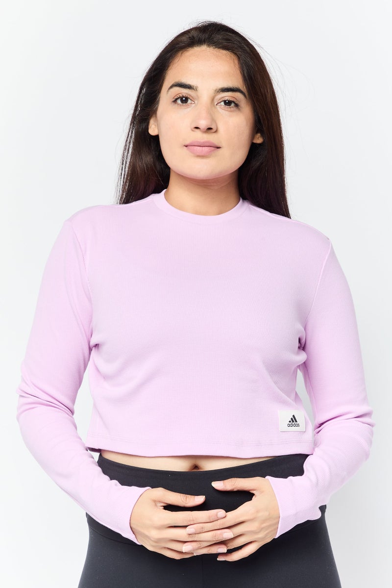 Adidas Women Sportswear Fit Long Sleeve Outdoor Top, Lilac  - Image 1