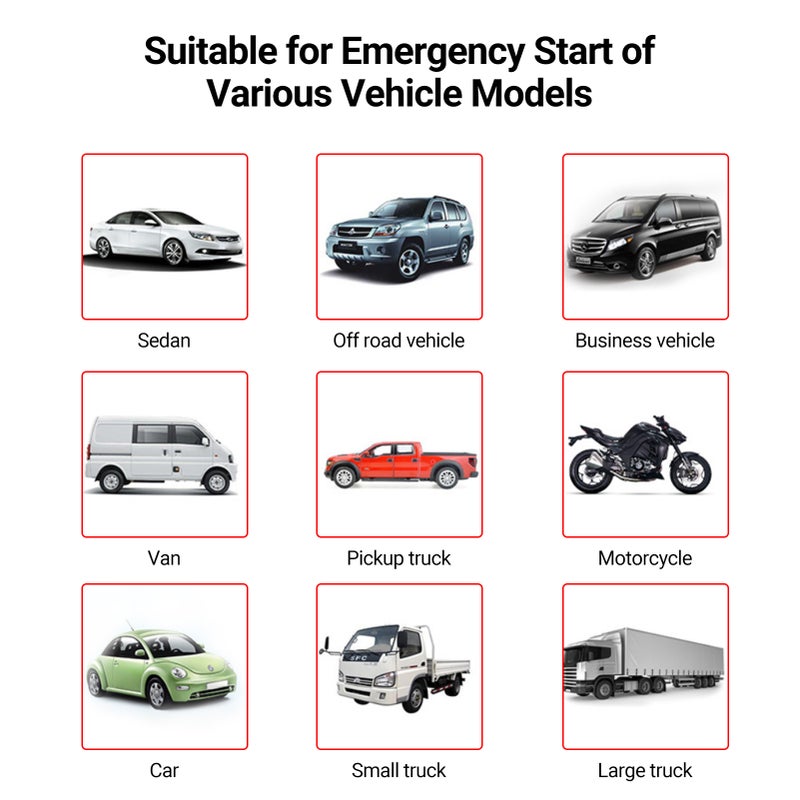DN20 Automobile Emergency Starting Power Supply Car Jump Starter,600A Peak Current 10000 MAh Emergency Starter Power Supply Multi-Function Outdoor Auto Portable Power Bank Portable Air Compressor - Image 2