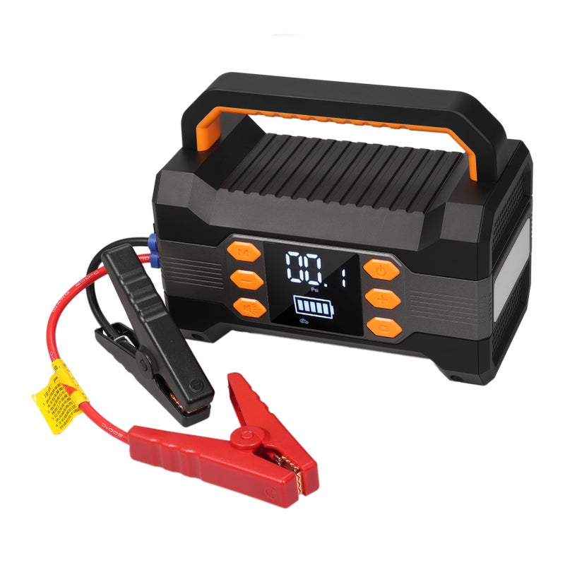 DN20 Automobile Emergency Starting Power Supply Car Jump Starter,600A Peak Current 10000 MAh Emergency Starter Power Supply Multi-Function Outdoor Auto Portable Power Bank Portable Air Compressor - Image 1