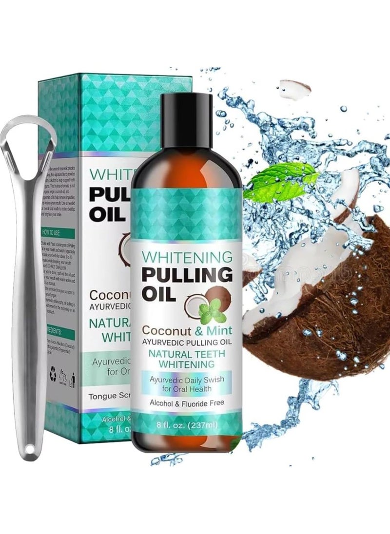 ORALHOE - Tooth and Gum Pulling Oil, with Coconut Oil and Peppermint Oil, Oral Care for Teeth Whitening and Fresh Breath, Mouthwash, for - Image 1