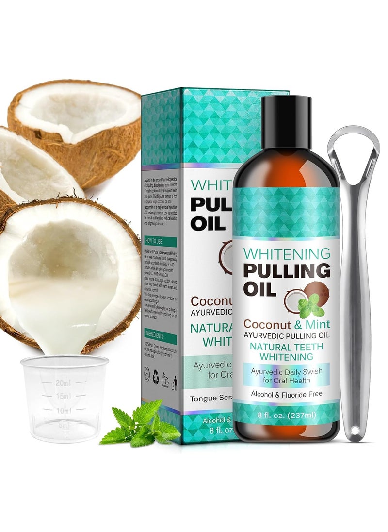 ORALHOE - Tooth and Gum Pulling Oil, with Coconut Oil and Peppermint Oil, Oral Care for Teeth Whitening and Fresh Breath, Mouthwash, for - Image 1