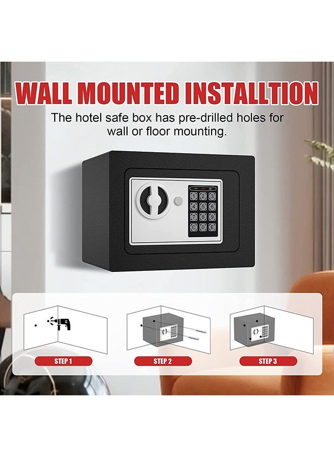 Arabest - Security Lock Safe Box, Portable Home Security Box with Digital Keypad and Emergency Keys, Mini Lock Box for Valuables, Jewelry, Money and Documents - Image 1