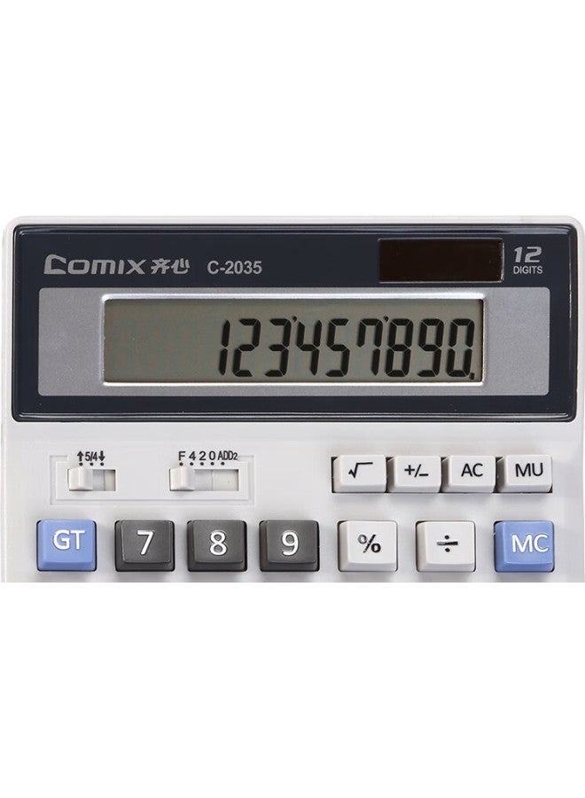 Comix Dual Power Calculator, 12-Digit Wide Screen Financial Calculator, Office Stationery Supplies, Medium Size C-2035 - Image 2