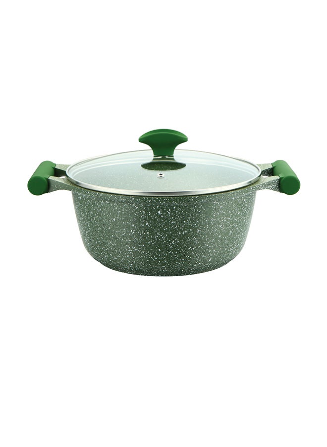 Granite Non-Stick Aluminium Sauce Pan With Lid Green 34cm