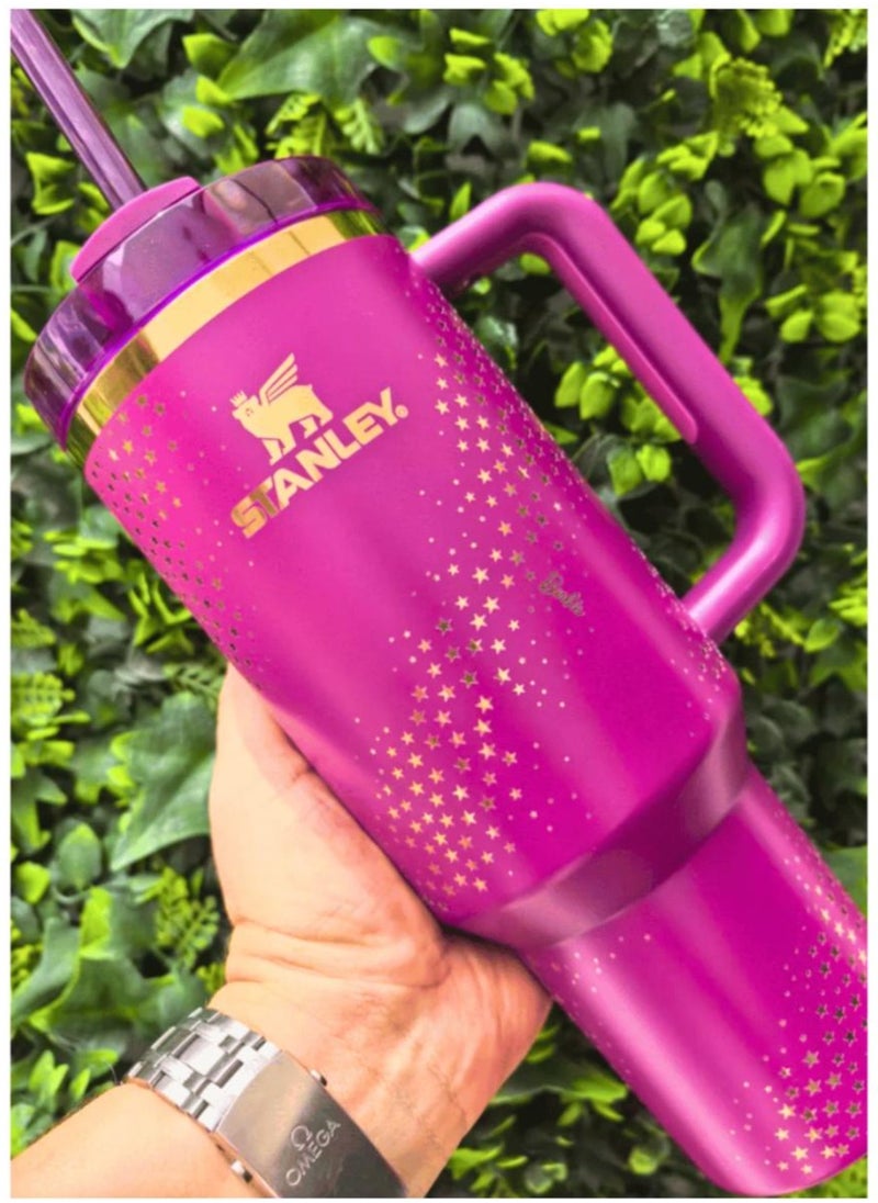 Stanley - Stanley Stainless Steel Vacuum Insulated Tumbler with Lid and Straw for Water, Iced Tea or Coffee, Smoothie and More, 40oz,Presented in Elegant Gift-Ready Packaging Shocking  Pink - Image 1