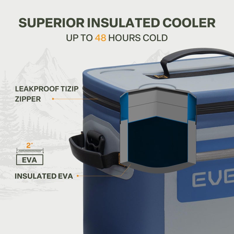 EVERFUN Soft Cooler 30 Can, Portable 24qt Insulated Small Cooling Lunch Box for Men and Women, Leakproof Ice Chest Bag for Travel, Beach, Camping, Boating, Fishing, Tailgating, Work and Picnic - Image 2