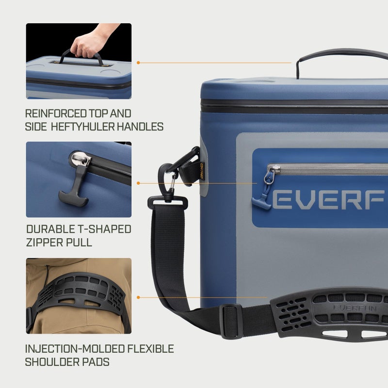 EVERFUN Soft Cooler 30 Can, Portable 24qt Insulated Small Cooling Lunch Box for Men and Women, Leakproof Ice Chest Bag for Travel, Beach, Camping, Boating, Fishing, Tailgating, Work and Picnic - Image 5