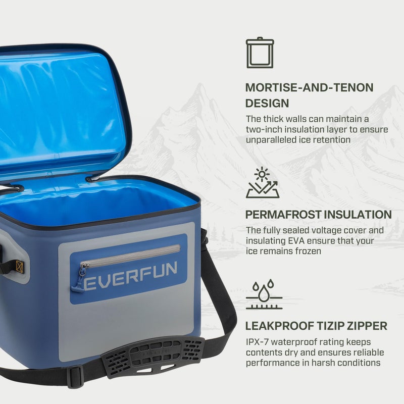 EVERFUN Soft Cooler 30 Can, Portable 24qt Insulated Small Cooling Lunch Box for Men and Women, Leakproof Ice Chest Bag for Travel, Beach, Camping, Boating, Fishing, Tailgating, Work and Picnic - Image 3