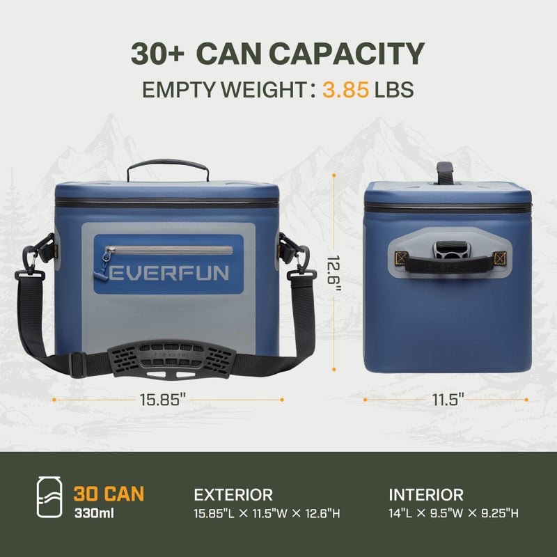 EVERFUN Soft Cooler 30 Can, Portable 24qt Insulated Small Cooling Lunch Box for Men and Women, Leakproof Ice Chest Bag for Travel, Beach, Camping, Boating, Fishing, Tailgating, Work and Picnic - Image 4