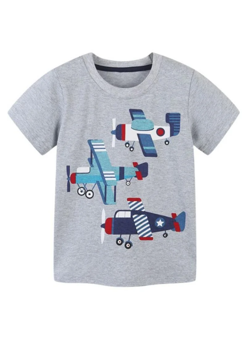 YUNIQEE Grey Graphic Printed Round Neck T-shirt