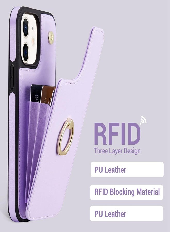Jaorty Phone Case for iPhone 11 Pro Max Case with Card Holder for Women Girls (6.5 Inch), iPhone 11 Pro Max Case Wallet 360° Rotation Ring Kickstand with RFID Blocking PU Leather,Purple - Image 4