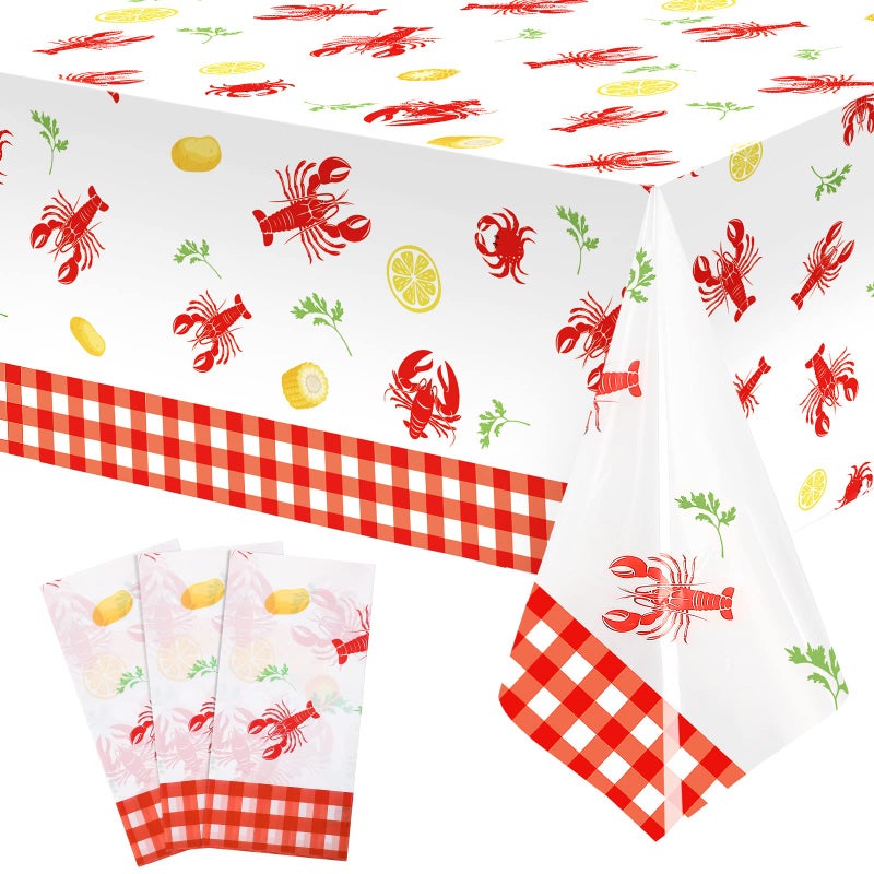 Crawfish Party Tablecloths Lobster Birthday Table Covers Red Lobster Crab Party Party Supplies for Seafood Festivals Birthday Party Decorations 108 x 54 Inch