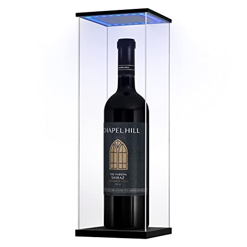 DIWNELEM Acrylic Wine Bottle Display Case with LED Light Display Stand - Dustproof Protector for Red Wine, Champagne, Liquor, Whiskey, Beer, Beverage Bottle (5*5*14.2") - Image 4