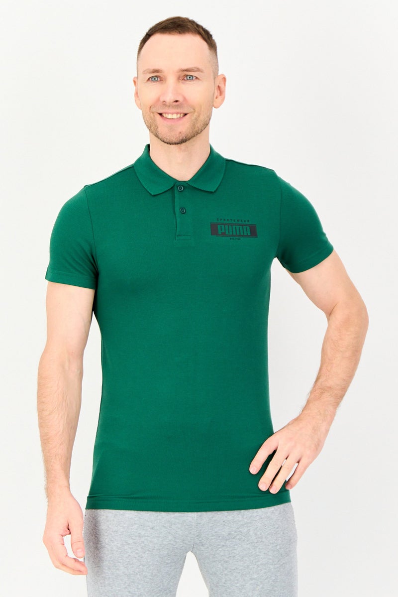 PUMA Men Slim Fit Short Sleeve Training Polo Shirt, Green - Image 1